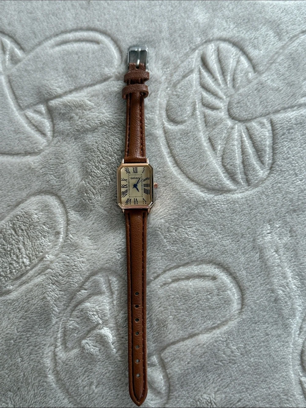 Classic Brown Leather Strap Women's Watch with Rose Gold Case